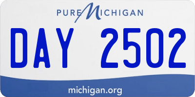 MI license plate DAY2502