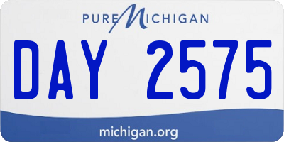 MI license plate DAY2575