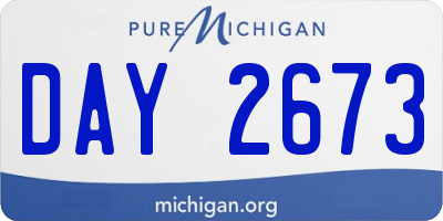 MI license plate DAY2673