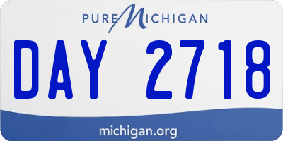 MI license plate DAY2718