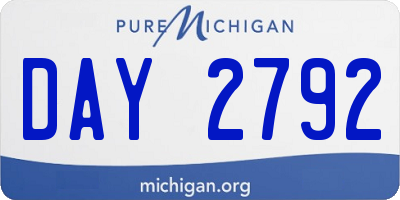 MI license plate DAY2792