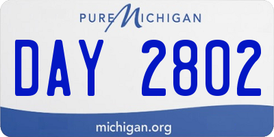 MI license plate DAY2802