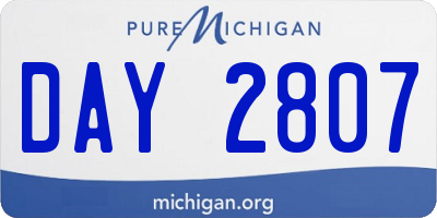 MI license plate DAY2807
