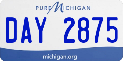 MI license plate DAY2875