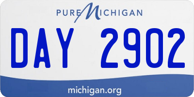 MI license plate DAY2902