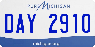 MI license plate DAY2910
