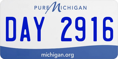 MI license plate DAY2916