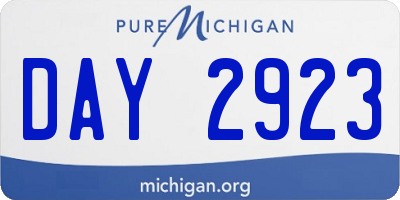 MI license plate DAY2923