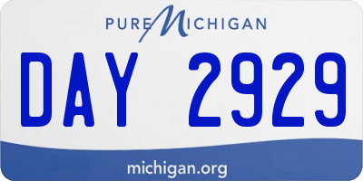 MI license plate DAY2929