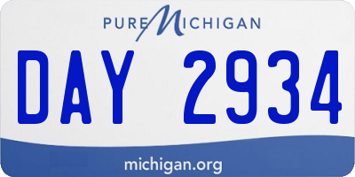 MI license plate DAY2934