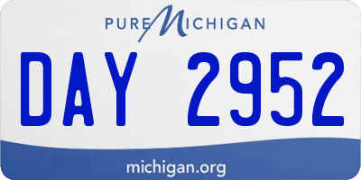 MI license plate DAY2952