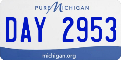 MI license plate DAY2953