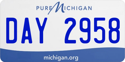 MI license plate DAY2958