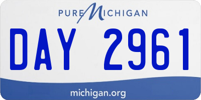 MI license plate DAY2961