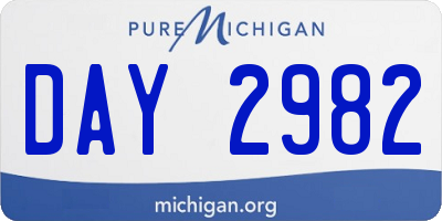 MI license plate DAY2982