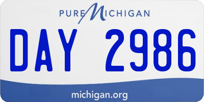 MI license plate DAY2986