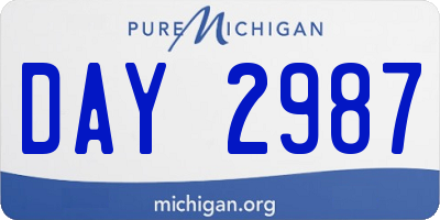 MI license plate DAY2987