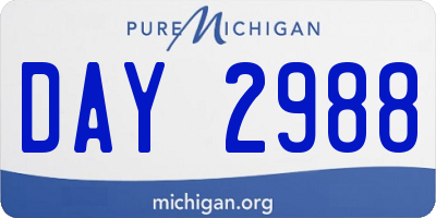 MI license plate DAY2988