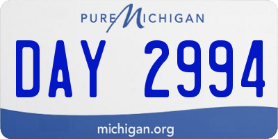 MI license plate DAY2994
