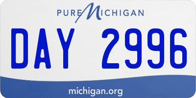 MI license plate DAY2996