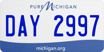 MI license plate DAY2997
