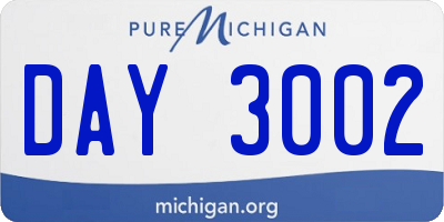 MI license plate DAY3002