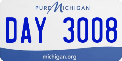 MI license plate DAY3008