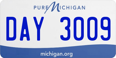 MI license plate DAY3009