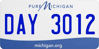 MI license plate DAY3012