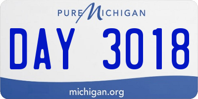 MI license plate DAY3018