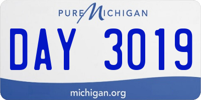 MI license plate DAY3019