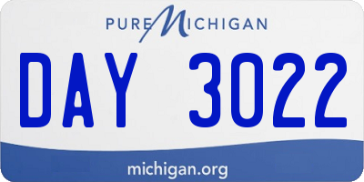 MI license plate DAY3022