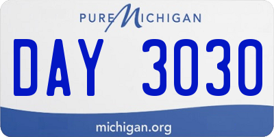 MI license plate DAY3030