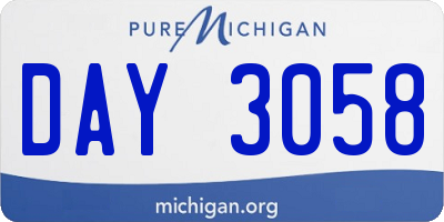 MI license plate DAY3058