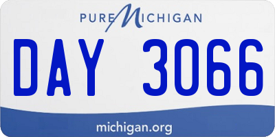 MI license plate DAY3066