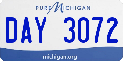 MI license plate DAY3072