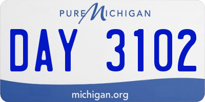 MI license plate DAY3102