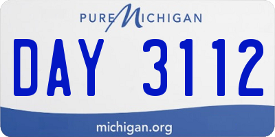 MI license plate DAY3112
