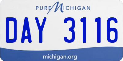 MI license plate DAY3116