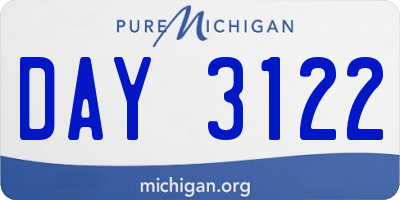MI license plate DAY3122