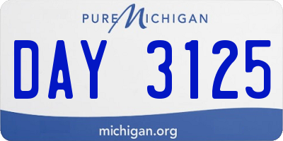 MI license plate DAY3125