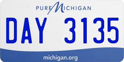 MI license plate DAY3135