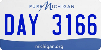 MI license plate DAY3166