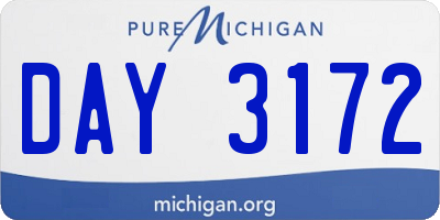 MI license plate DAY3172