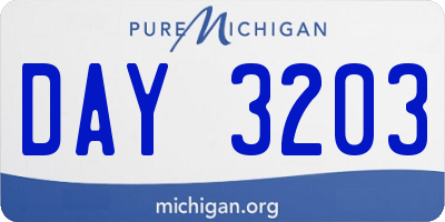 MI license plate DAY3203