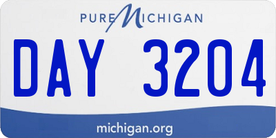 MI license plate DAY3204