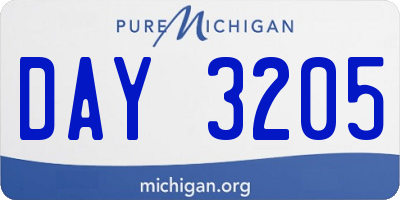 MI license plate DAY3205