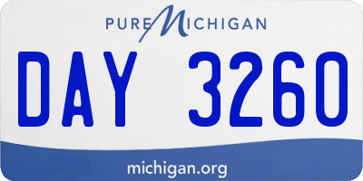 MI license plate DAY3260