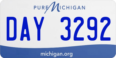 MI license plate DAY3292