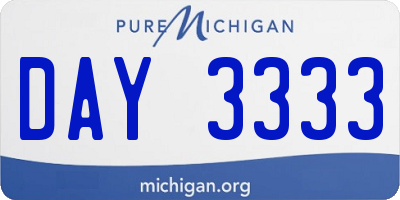 MI license plate DAY3333